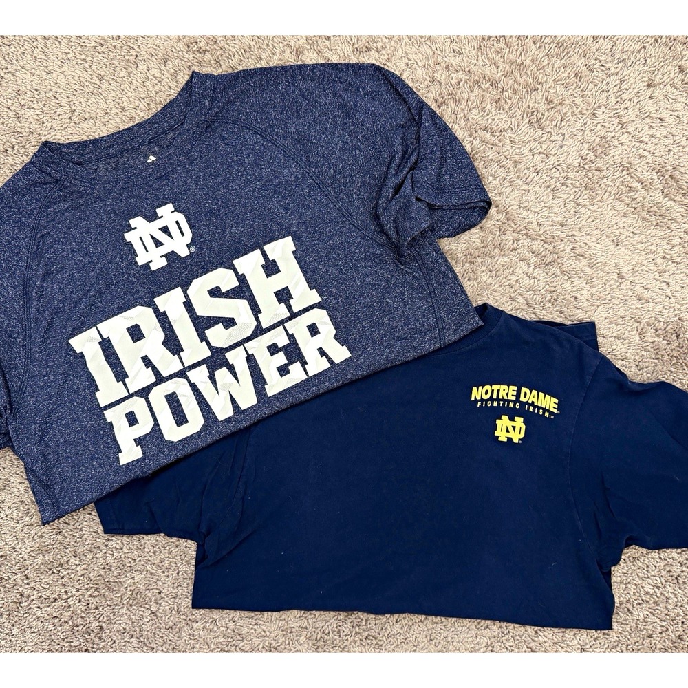 Men's Lot of 2 adidas Notre Dame Fighting Irish Navy T-Shirts Size M